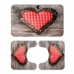 Vittoria Set 3 Pz Tappetini Da Bagno Country Heart In Memory Foam W781