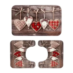 Vittoria Set 3 Pz Tappetini Da Bagno Cuori Tirolesi In Memory Foam W785