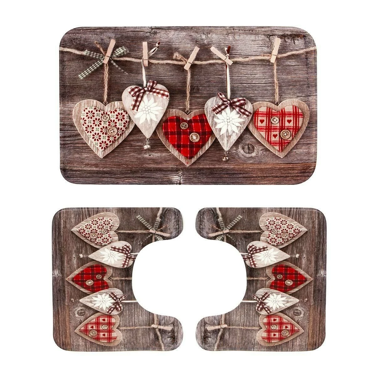 Vittoria Set 3 Pz Tappetini Da Bagno Cuori Tirolesi In Memory Foam W785 1 Vittoria Set 3 Pz Tappetini Da Bagno Cuori Tirolesi In Memory Foam W785