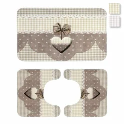 Set 3 Pz Tappetini Da Bagno Shabby Heart In Memory Foam W787