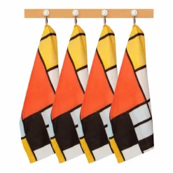 Set 4 Strofinacci Composizione Mondrian Di Randi In Cotone Y415