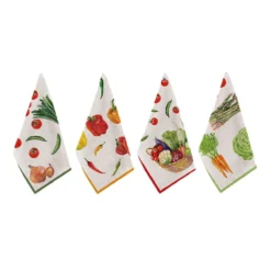 Set 4 Strofinacci Cucina Asciugapiatti Verdura In Puro Cotone K068