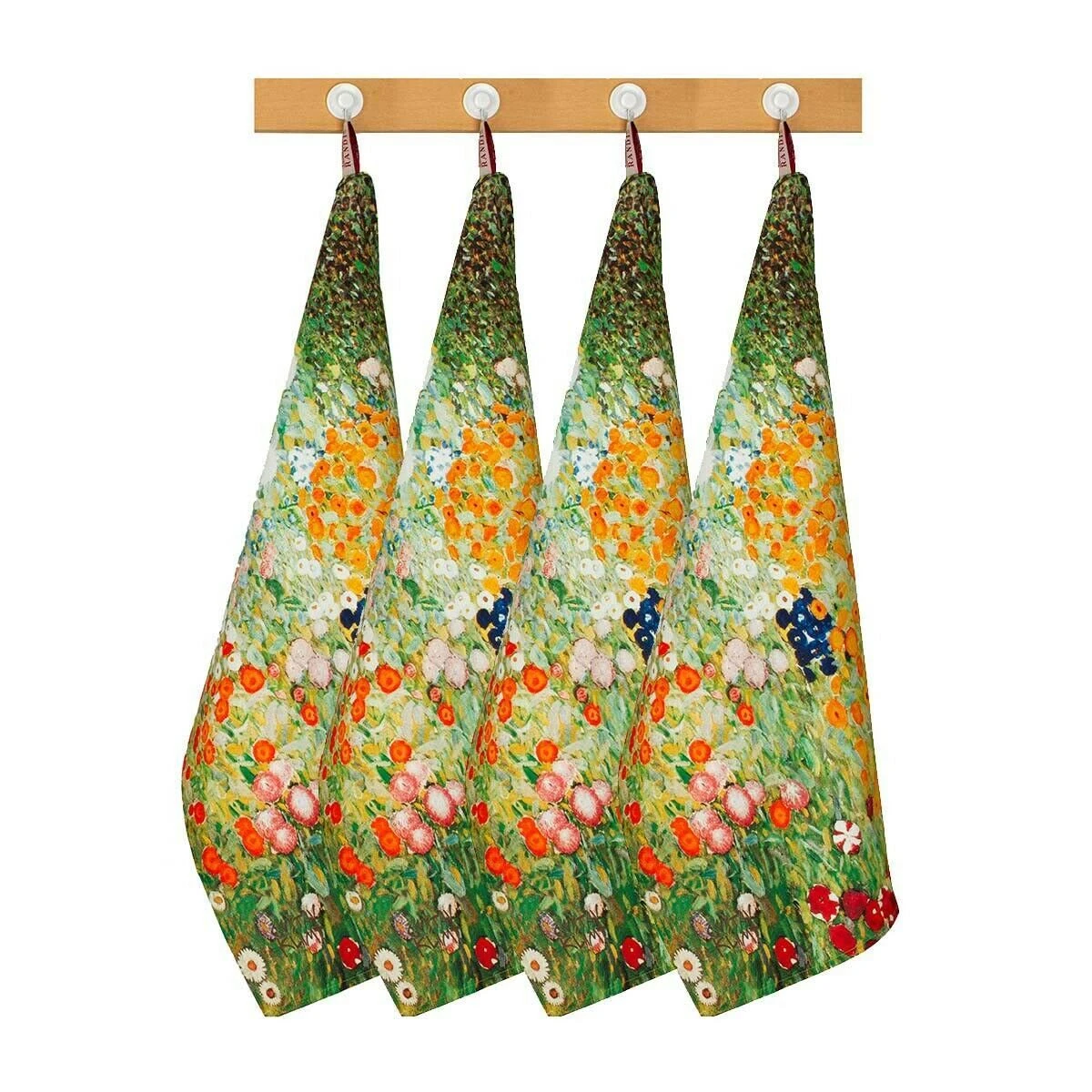 Set 4 Strofinacci Giardino Di Fiori Klimt Di Randi In Cotone Y397 1 Set 4 Strofinacci Giardino Di Fiori Klimt Di Randi In Cotone Y397