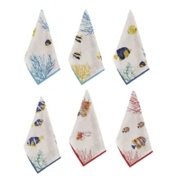 Set 6 Strofinacci Cucina Asciugapiatti Santorini In Puro Cotone K066