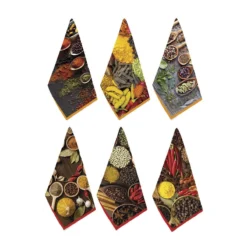 Set 6 Strofinacci Cucina Asciugapiatti Spezie In Puro Cotone K069