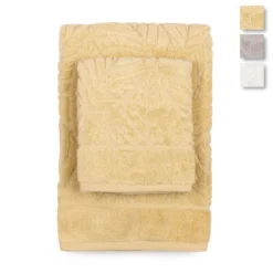 Set Asciugamani 1+1 Foglie Di Caleffi In Spugna J762