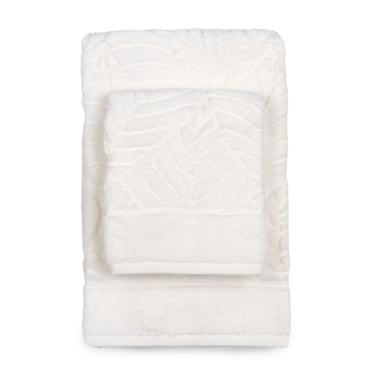 Set Asciugamani 1+1 Foglie Di Caleffi In Spugna J762 4 Set Asciugamani 1+1 Foglie Di Caleffi In Spugna J762 - immagine 4