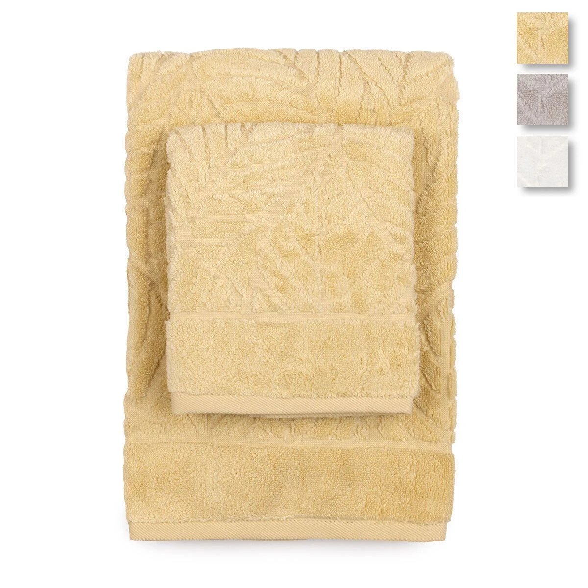 Set Asciugamani 1+1 Foglie Di Caleffi In Spugna J762 1 Set Asciugamani 1+1 Foglie Di Caleffi In Spugna J762