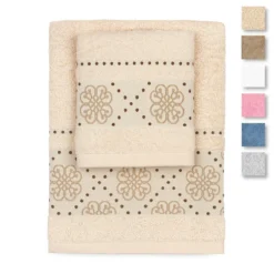 Set Asciugamani 1+1 Kepo Di Biancaluna In Spugna 450 Gr/mq J310