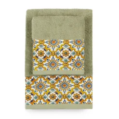 Set Asciugamani 1+1 Capri Di Morbidissimi In Spugna W417 -Articoli Per La Casa set asciugamani capri morbidissimi salvia 3