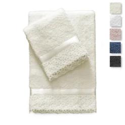 Set Asciugamani Spugna 1+1 Sofia Di Morbidissimi Con Macramè V847