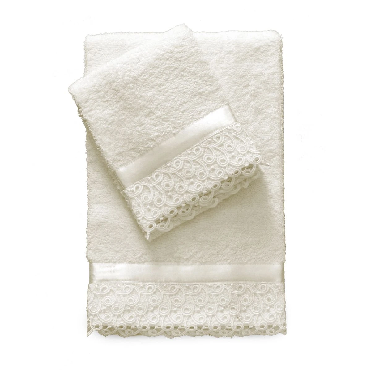 Set Asciugamani Spugna 1+1 Sofia Di Morbidissimi Con Macramè V847 2 Set Asciugamani Spugna 1+1 Sofia Di Morbidissimi Con Macramè V847 - immagine 2