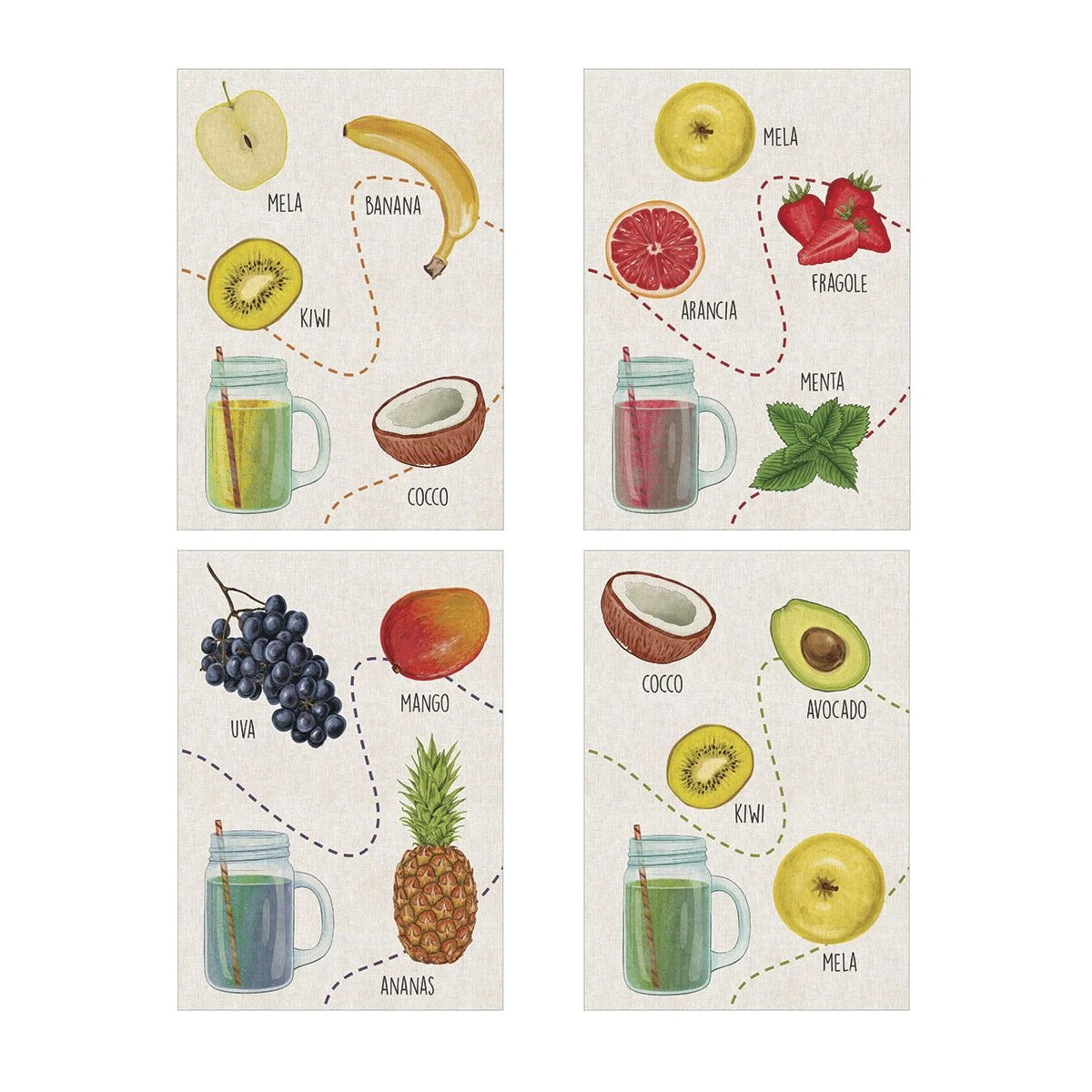 Set 4 Strofinacci Cucina Asciugapiatti Energy In Puro Cotone Y350 2 Set 4 Strofinacci Cucina Asciugapiatti Energy In Puro Cotone Y350 - immagine 2