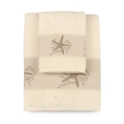 Set Asciugamani 1+1 Stella In Spugna Y608 -Articoli Per La Casa set di asciugamani 11 stella in spugna di cotone beige 1