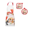 Set Grembiule + 2 Presine Natalizio Birillo In Puro Cotone X053