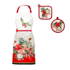 Set Grembiule + 2 Presine Natalizio Felisia In Puro Cotone X045