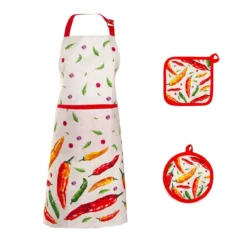Set Grembiule + Presine Chili In Puro Cotone K137