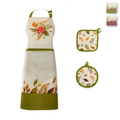 Set Grembiule + Presine Margaret In Puro Cotone Con Stampa Digitale W488