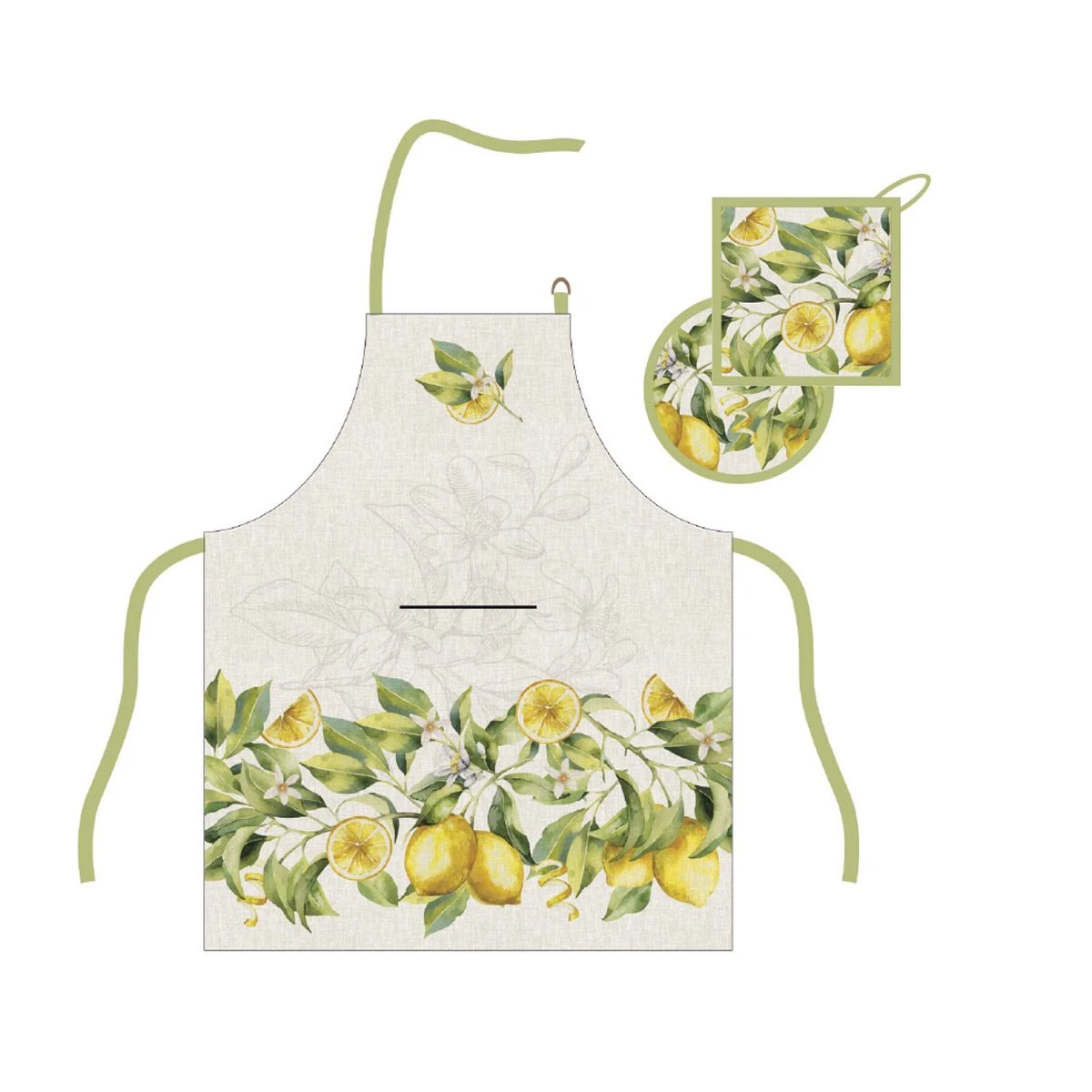 Set Grembiule + Presine Zagara In Puro Cotone K145 2 Set Grembiule + Presine Zagara In Puro Cotone K145 - immagine 2