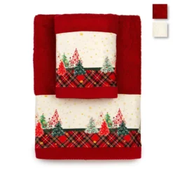 Set Natalizio Asciugamani 1+1 Abeti Di Casa Anversa In Spugna X200