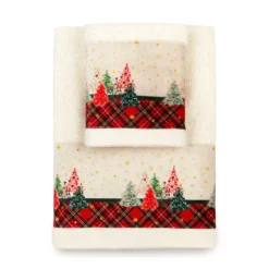 Set Natalizio Asciugamani 1+1 Abeti Di Casa Anversa In Spugna X200 -Articoli Per La Casa set natalizio asciugamani abeti di casa anversa in spugna panna 1