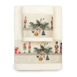 Set Natalizio Asciugamani 1+1 Schiaccianoci Di Casa Anversa In Spugna X199 -Articoli Per La Casa set natalizio asciugamani schiaccianoci di casa anversa in spugna panna 1