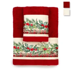 Set Natalizio Asciugamani 1+1 Vischio Di Casa Anversa In Spugna X201