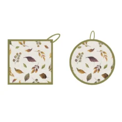 Set 2 Presine Margaret In Puro Cotone Con Stampa Digitale W486 -Articoli Per La Casa set presine margaret verde 2 1