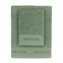 Set 1+1 Enrico Coveri Asciugamano+Ospite In Spugna W749 -Articoli Per La Casa set spugna enrico coveri verde 1