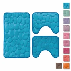Set 3 Pz Tappetini Da Bagno Antiscivolo Sassolini Memory Foam New Colors T972