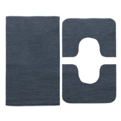 Set 3 Pz Tappetini Da Bagno Soffy In Microfibra U437 -Articoli Per La Casa set 3 pezzi tappetini bagno soffy blu