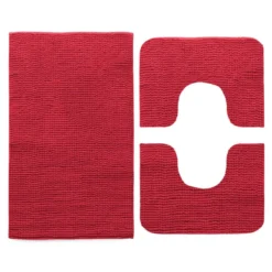 Set 3 Pz Tappetini Da Bagno Soffy In Microfibra U437 -Articoli Per La Casa set 3 pezzi tappetini bagno soffy bordeaux