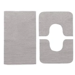 Set 3 Pz Tappetini Da Bagno Soffy In Microfibra U437 -Articoli Per La Casa set 3 pezzi tappetini bagno soffy perla