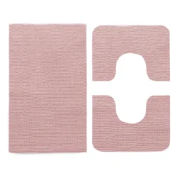 Set 3 Pz Tappetini Da Bagno Soffy In Microfibra U437 -Articoli Per La Casa set 3 pezzi tappetini bagno soffy rosa