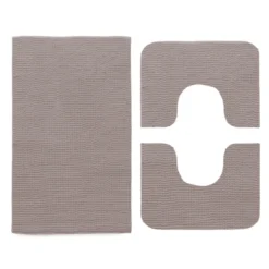 Set 3 Pz Tappetini Da Bagno Soffy In Microfibra U437 -Articoli Per La Casa set 3 pezzi tappetini bagno soffy tortora