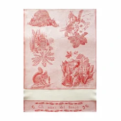 Strofinaccio Cucina Asciugapiatti Amici Del Bosco In Lino E Cotone Z340 -Articoli Per La Casa strofinaccio cucina asciugapiatti amici del bosco in lino e cotone rosso 3