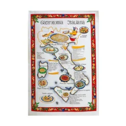 Strofinaccio Cucina Asciugapiatti Gastronomia Italiana In Puro Cotone Y158