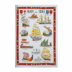 Strofinaccio Cucina Asciugapiatti Le Navi Di Ieri In Puro Cotone V089