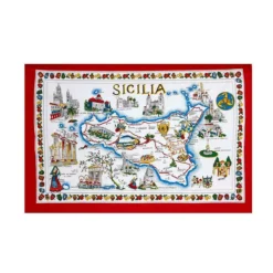 Strofinaccio Cucina Asciugapiatti Sicilia In Puro Cotone V094