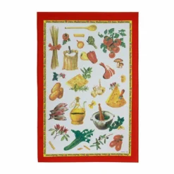 Strofinaccio Cucina Asciugapiatti Dieta Mediterranea In Puro Cotone U055