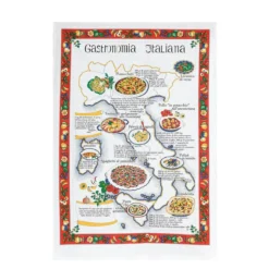 Strofinaccio Cucina Asciugapiatti Gastronomia Italiana In Puro Cotone U060