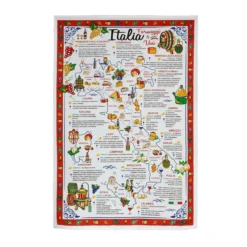 Strofinaccio Cucina Asciugapiatti Italia Formaggi&Vini In Puro Cotone T991