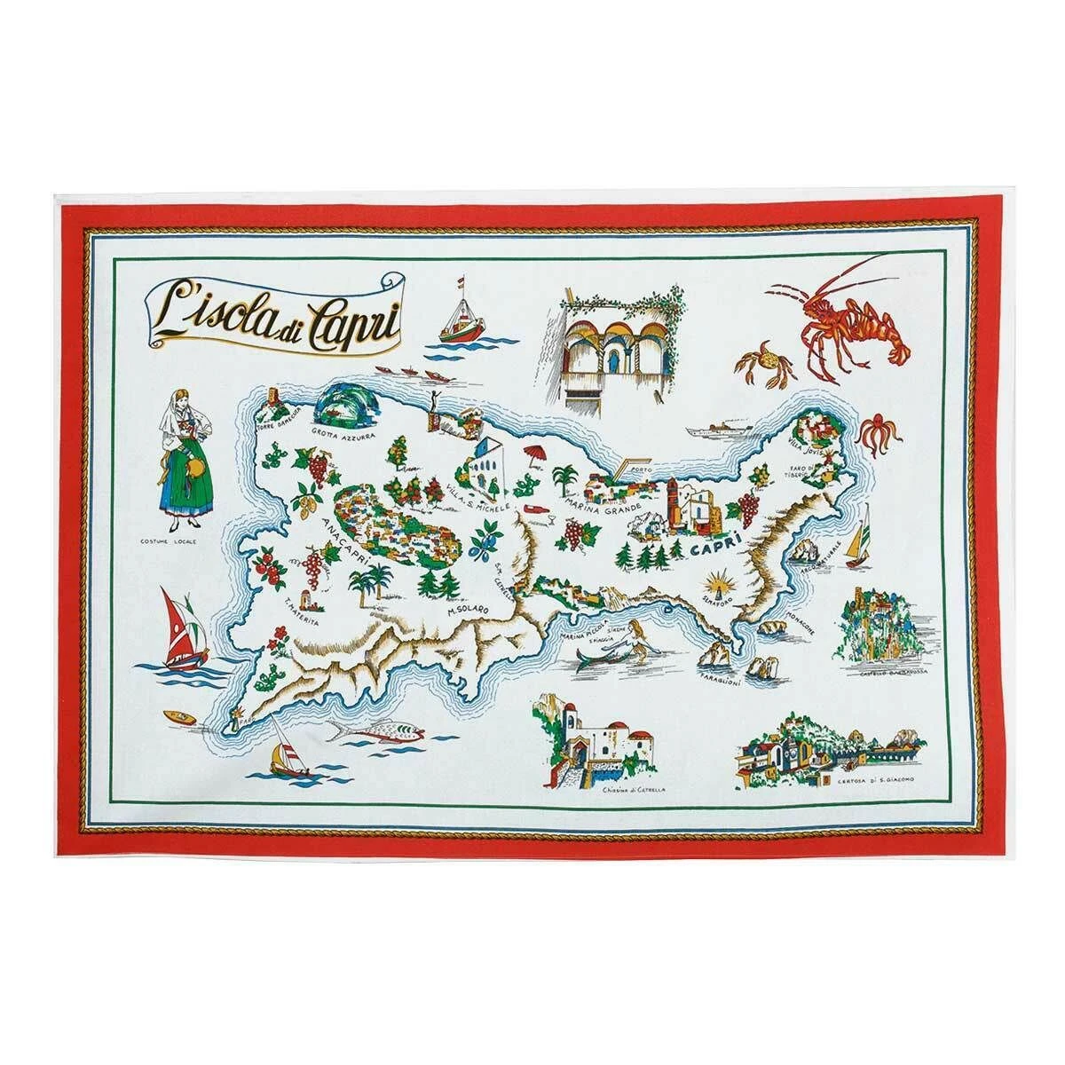 Strofinaccio Cucina Asciugapiatti L‘isola Di Capri In Puro Cotone U056 1 Strofinaccio Cucina Asciugapiatti L‘isola Di Capri In Puro Cotone U056