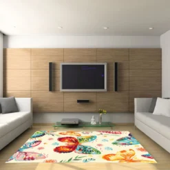 Tappeto Moderno Farfalle Butterfly - 133x190 Cm P814 -Articoli Per La Casa tappeto moderno farfalle butterfly 133x190 cm crema 2 1