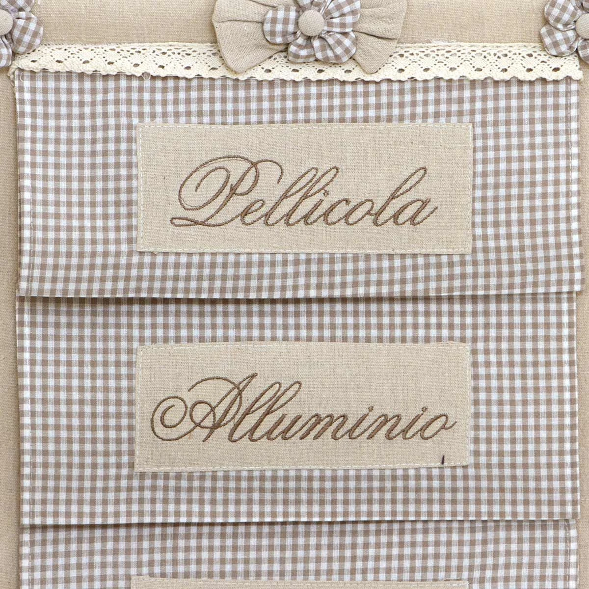 Tasca Da Parete Per Cucina Shabby Chic Con Ricamo 40x44 Cm Beige U916 2 Tasca Da Parete Per Cucina Shabby Chic Con Ricamo 40x44 Cm Beige U916 - immagine 2