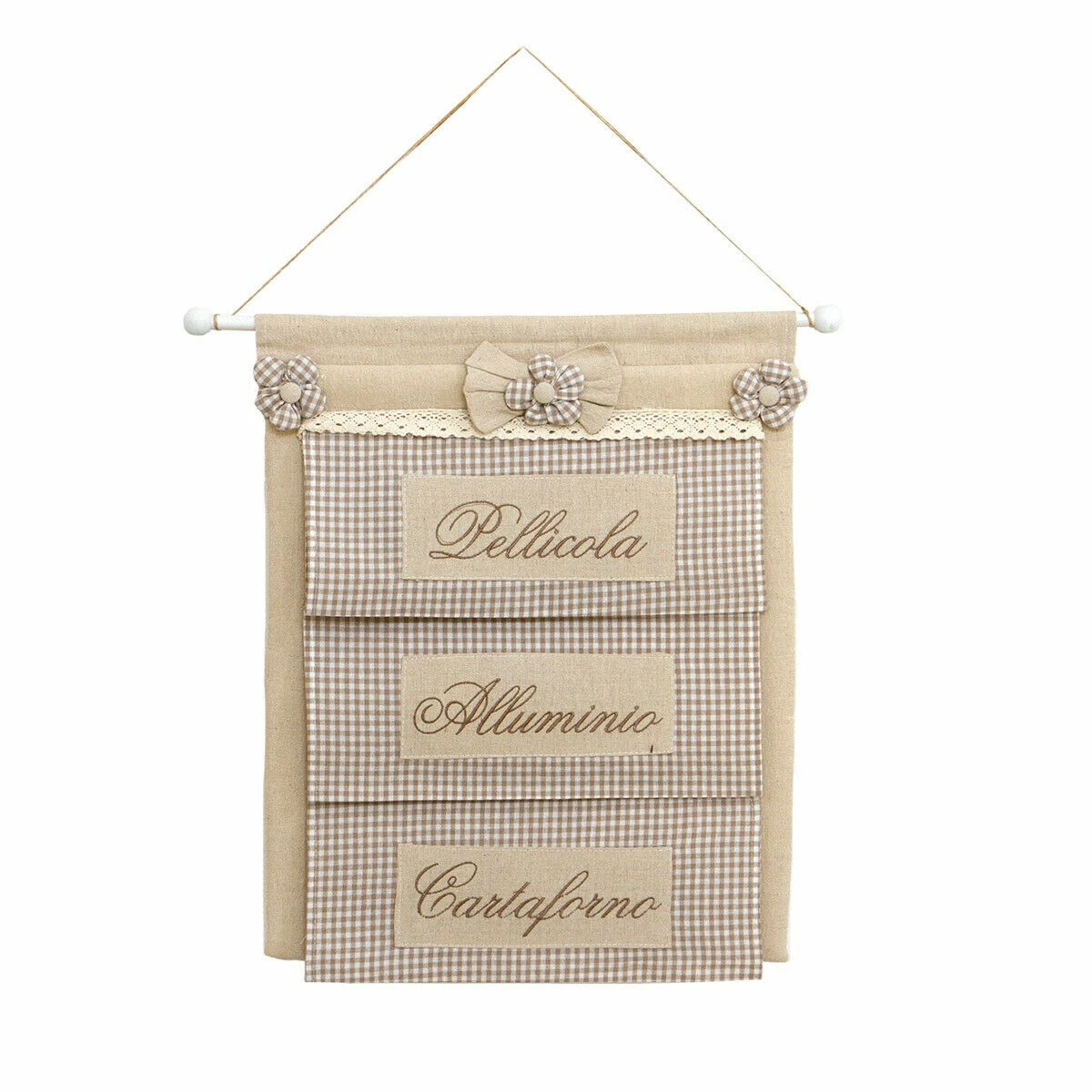 Tasca Da Parete Per Cucina Shabby Chic Con Ricamo 40x44 Cm Beige U916 1 Tasca Da Parete Per Cucina Shabby Chic Con Ricamo 40x44 Cm Beige U916