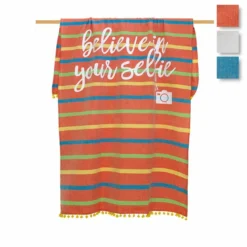 Telo Mare Pareo Fouta Believe In Your Selfie Di Pompea Con Pochette Z105