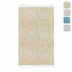 Telo Mare In Ciniglia Jacquard Con Frange W832
