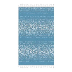 Telo Mare In Ciniglia Jacquard Con Frange W832 -Articoli Per La Casa telo mare jacquard in ciniglia con frange 90x170 cm blu