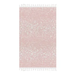 Telo Mare In Ciniglia Jacquard Con Frange W832 -Articoli Per La Casa telo mare jacquard in ciniglia con frange 90x170 cm rosa 1